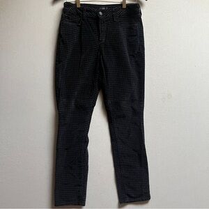 NYDJ Black Checkered Legging Velour Pants Sz 8